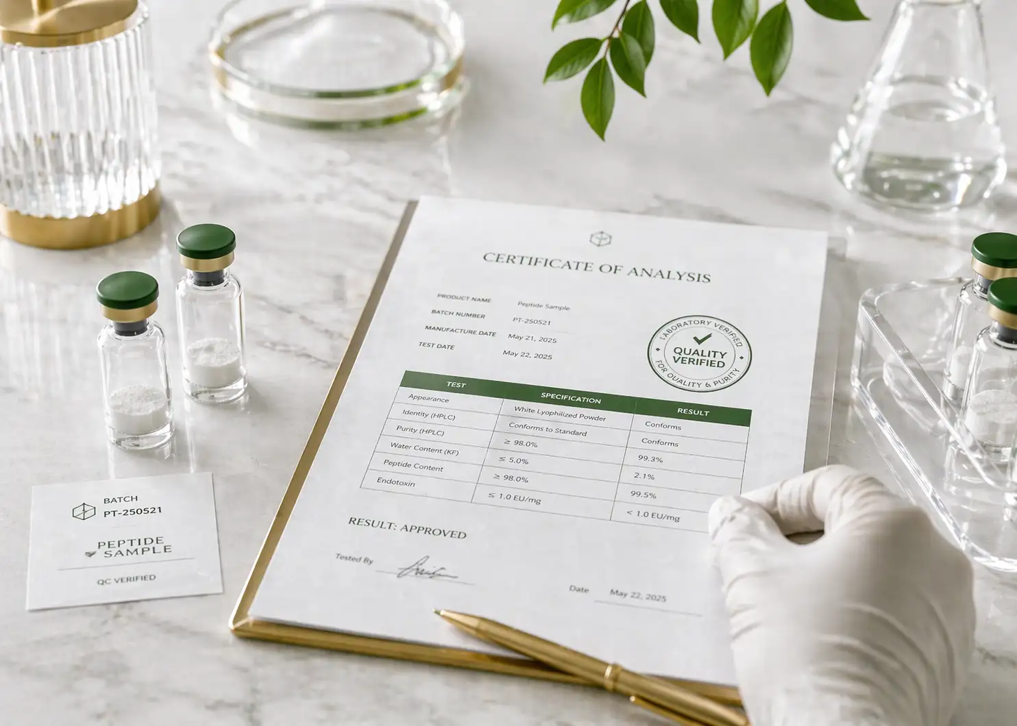 COA document support and powder documentation verification