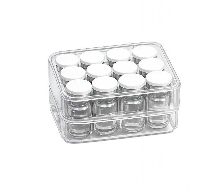 White cap lyophilized powder vials